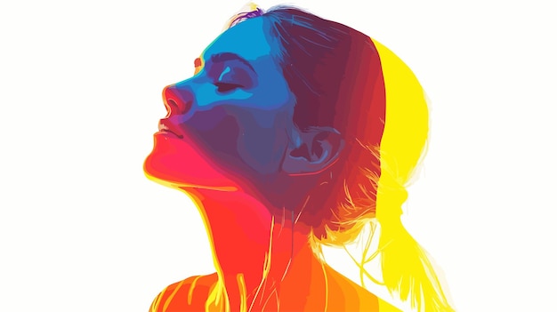 Vector vivid portrait of a woman in rainbow light