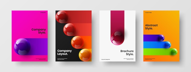 Vivid realistic spheres corporate identity layout collection