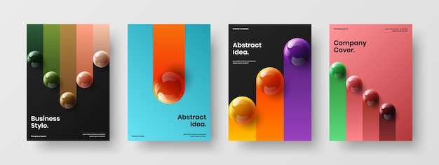 Vivid realistic spheres poster illustration bundle