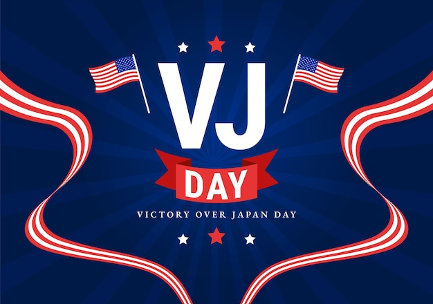 VJ Victory Over Japan Day Celebrate Vector Illustration with United State Flag Background