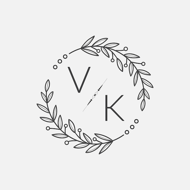 Vector vk initial monogram wedding with creative circle line