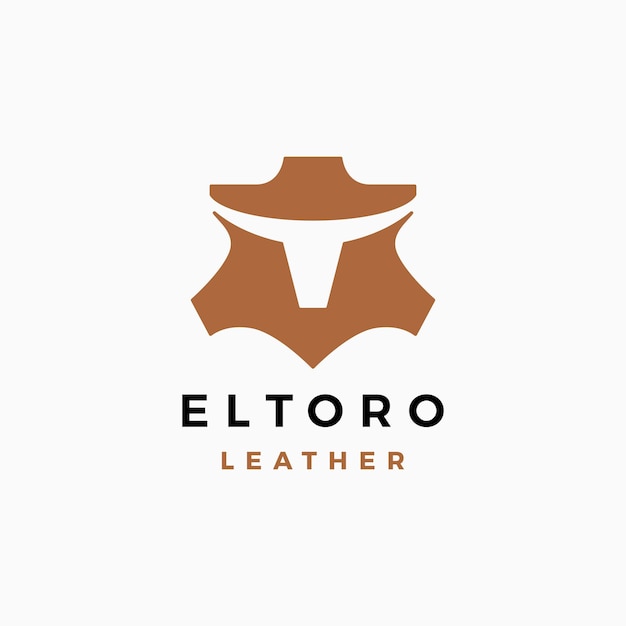 VLeather Longhorn Bull Head Logo Vector icon illustration