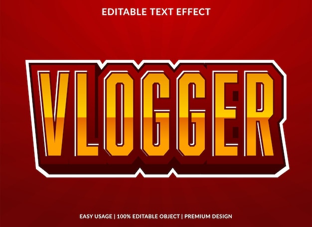 vlogger editable text effect font template with abstract background style use for business logo