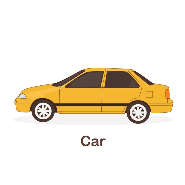 Vocabulary Flash Card for kids. Car with picture of car (Vocabulary for CEFR : A1-A2 Level)