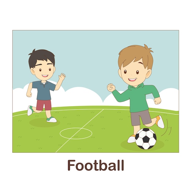 Vocabulary Flash Card for kids. Football to with picture of football to (Vocabulary for CEFR : A1-A2 Level)