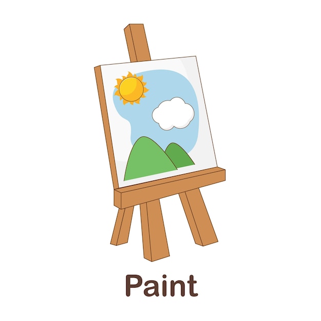 Vocabulary Flash Card for kids. paint to with picture paint