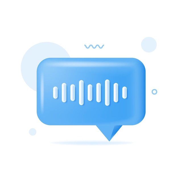 Voice message chat bubble icon with sound wave Record audio message 3d speech bubble with mic Podcast voice audio record Music track sound wave