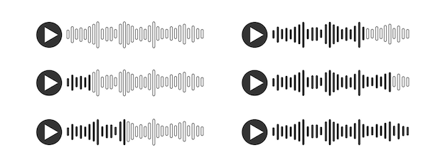 Voice message icons Audio chat with speech sound waves Messenger mobile app interface