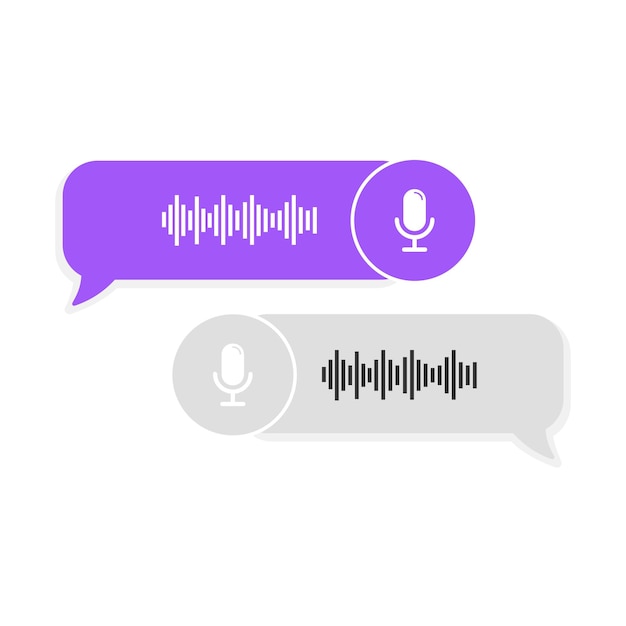 Voice messages bubble icon with sound wave and microphone Voice messaging