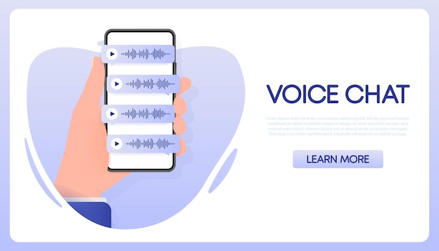 Voice messages bubbles Message notification Messengers and social media Vector illustration