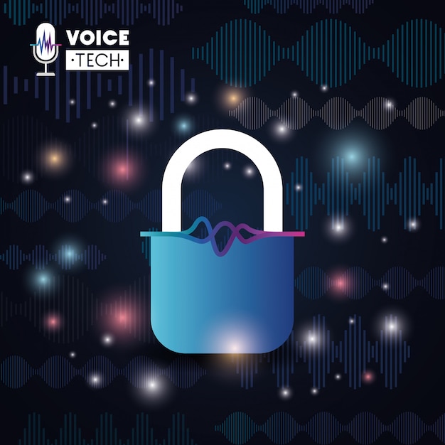 Vector voice recognition tech with padlock