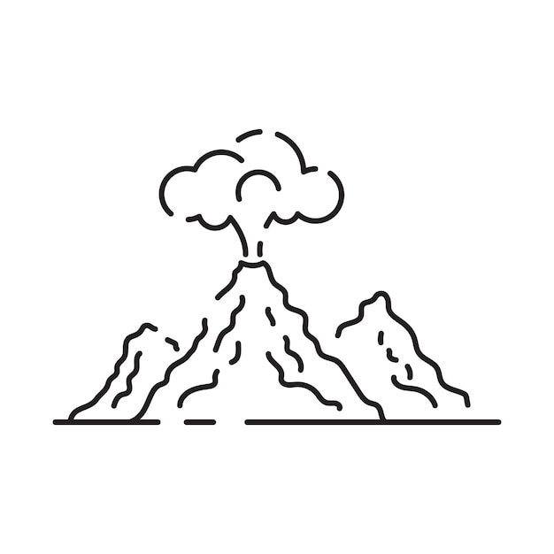 Volcanic activity linear icon Volcanic eruptions are major source of natural pollution problem Natural disaster illustration Contour symbol Vector isolated outline