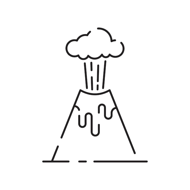 Volcanic activity linear icon Volcanic eruptions are major source of natural pollution problem Natural disaster illustration Contour symbol Vector isolated outline