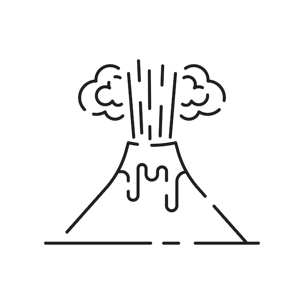 Volcanic activity linear icon Volcanic eruptions are major source of natural pollution problem Natural disaster illustration Contour symbol Vector isolated outline