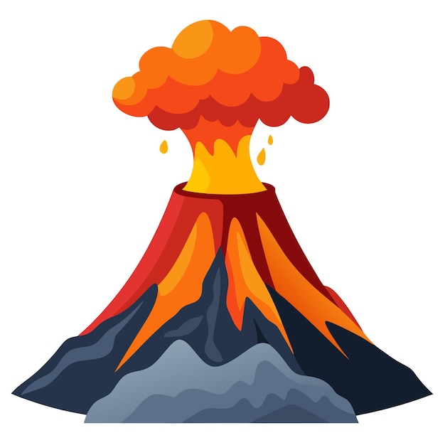 Vector volcano clipart cartoon style vector illustration