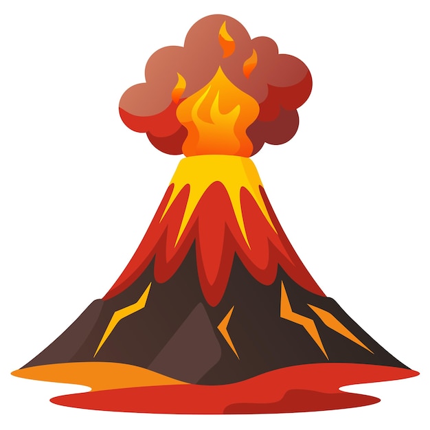 Vector volcano clipart cartoon style vector illustration