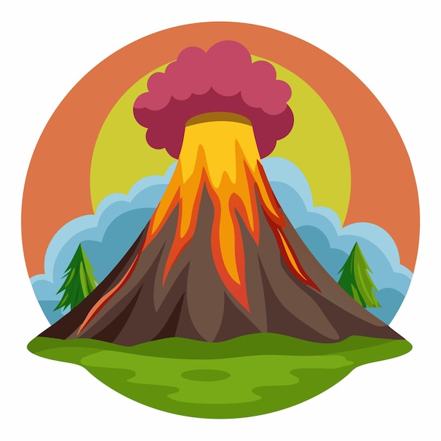 Vector volcano clipart cartoon style vector illustration