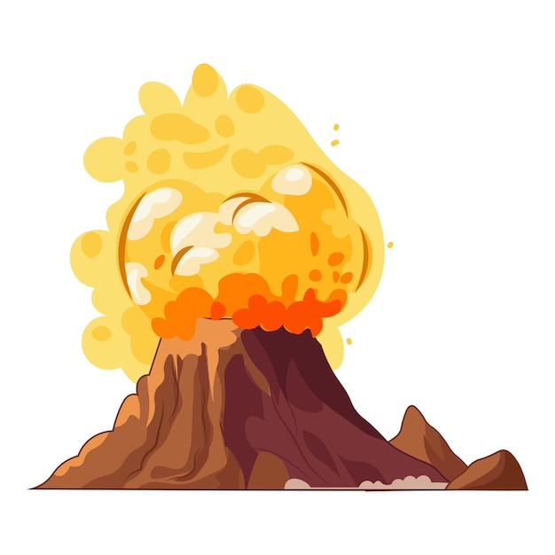 Vector volcano of colorful set this cartoon volcano awakens in a burst of color