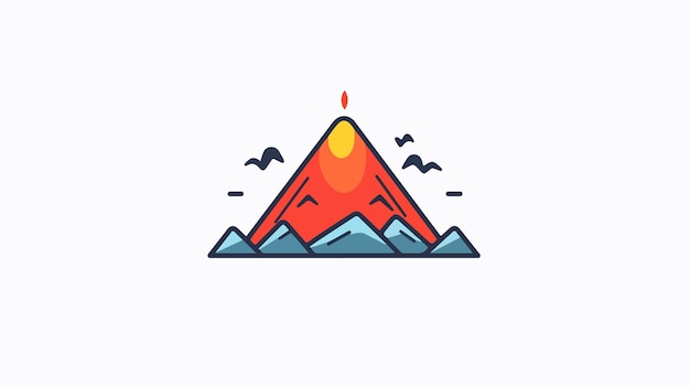 Vector volcano concept line icon illustration