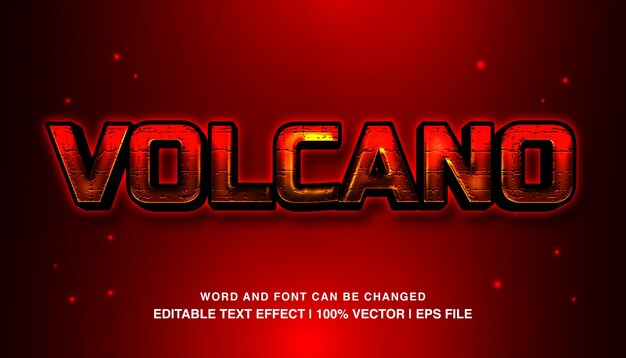 Volcano editable text effect template red neon light futuristic style typeface