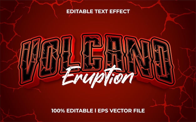 volcano eruption 3d text effect with scary theme. red typography template for game tittle