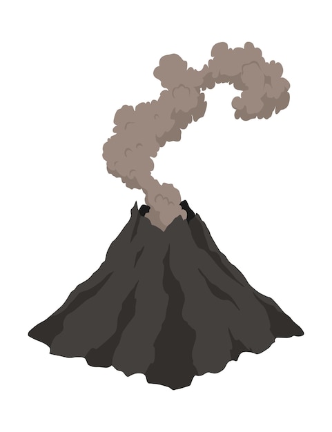 Volcano icon Magma nature blowing up with smoke An awakened vulcan activity smoke element Volcano eruption Flat cartoon vector isolated illustration