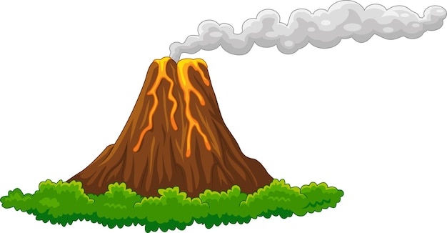 Volcano island erupting with lava