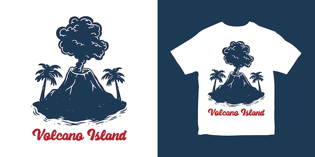 Volcano island illustration t shirt design