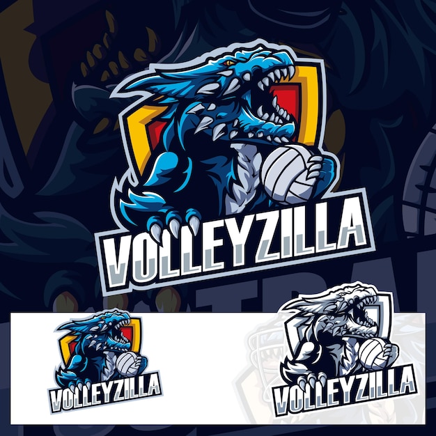 Volley Ball Godzila Sport Logo