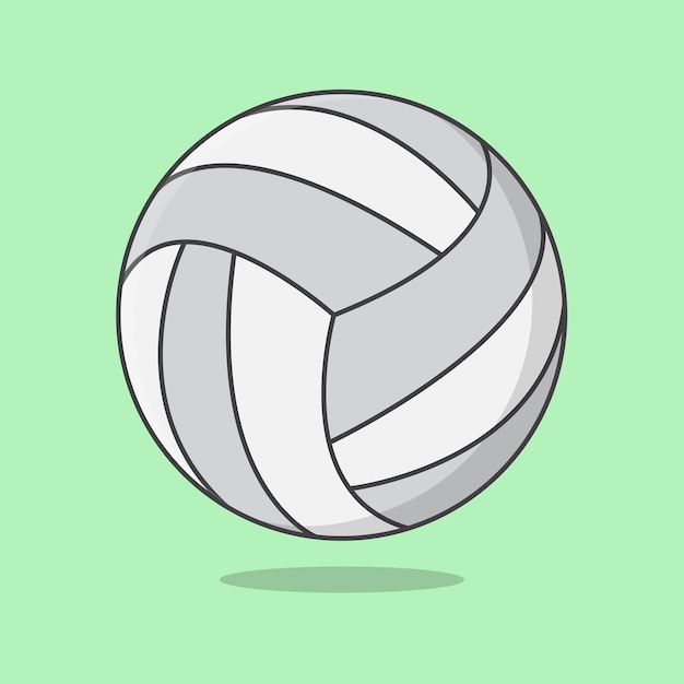 Volleyball Ball Cartoon Vector Illustration Volleyball Flat Icon Outline