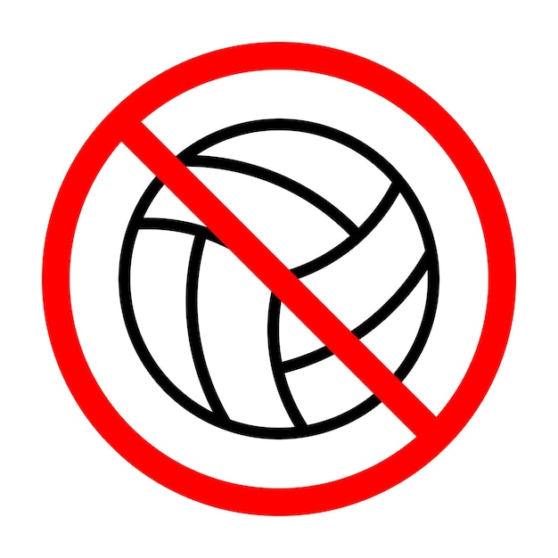 Volleyball ban sign Volleyball ball is forbidden Prohibited sign of ball