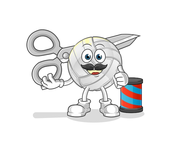 Volleyball barber cartoon. cartoon mascot vector