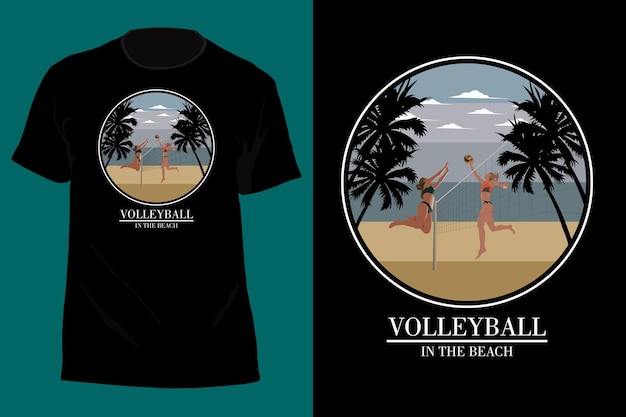 Volleyball On The Beach T Shirt Design Retro Vintage