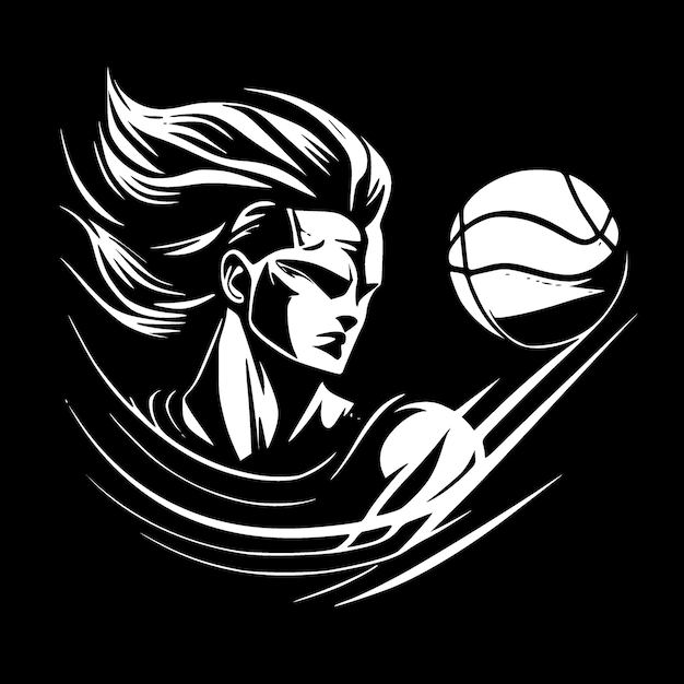 Volleyball Black and White Isolated Icon Vector illustration