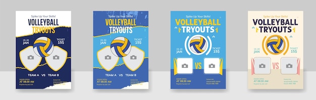 Vector volleyball brochure flyer template sport club flyers vector design