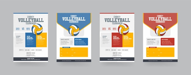 Vector volleyball charity tournament flyer layout championship posters with volleyball ball template