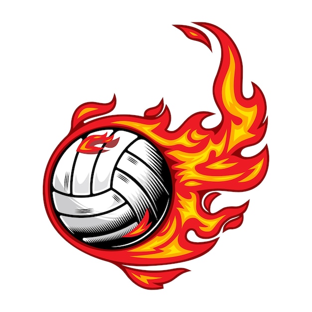 Volleyball on fire design Vector illustration