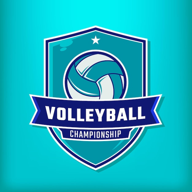 Volleyball logo for college tournament on light blue background