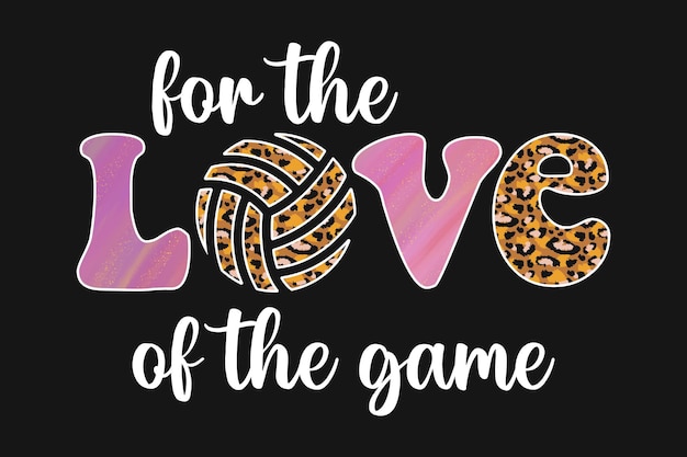 Volleyball Love Leopard Print T-shirt Design