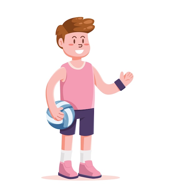 volleyball player cartoon character vector illustration