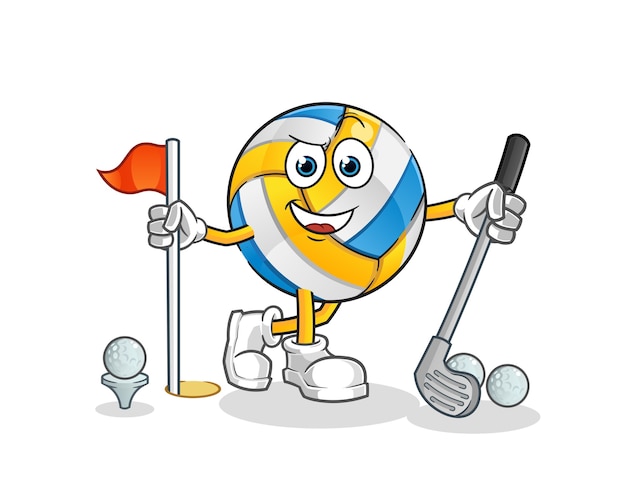 Volleyball playing golf . cartoon character