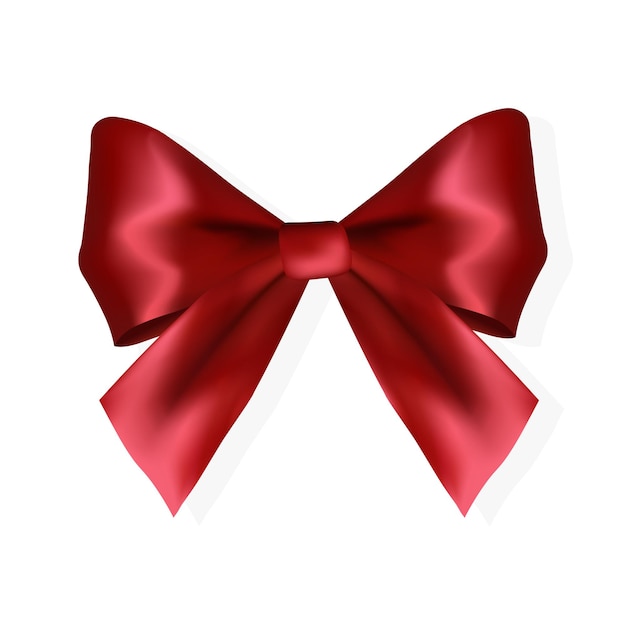 Volumetric decorative red bow. Color icon