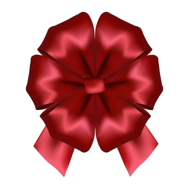 Volumetric decorative red bow. Color icon