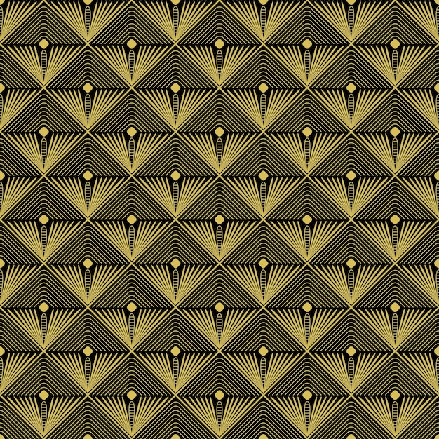 Vector volumetric seamless geometric pattern in the style of the 20s art deco squares gold on a black background wallpaper textile printing wrapping paper page filling retro backgroundx9xdxa