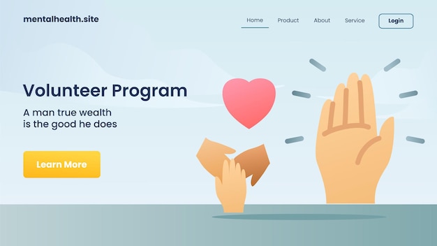 Vector volunteer program concept for website template landing homepage