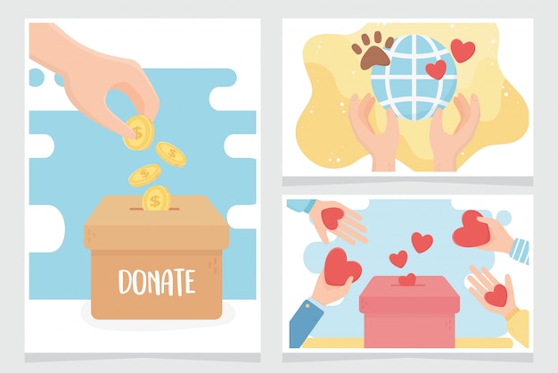 volunteering, help charity donate love protection care animal world cards