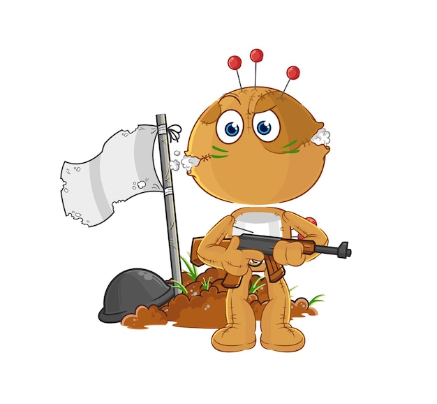 Voodoo doll army character cartoon mascot vector