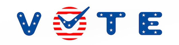 Vote text lettering sign with usa flag illustration