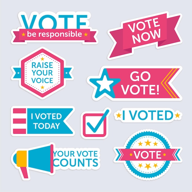 Voting badges and stickers set