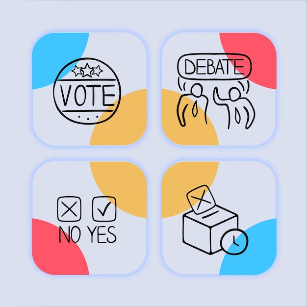 Vector voting icon democracy elections decisionmaking public opinion voting process voting rights ballot civic participation glassmorphism style vector line icon